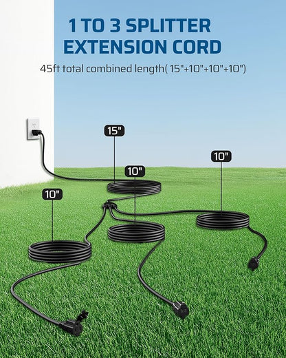 DEWENWILS Outdoor Extension Cord Multiple Outlets 45ft, Evenly Spaced 3 Outlets - Image 2