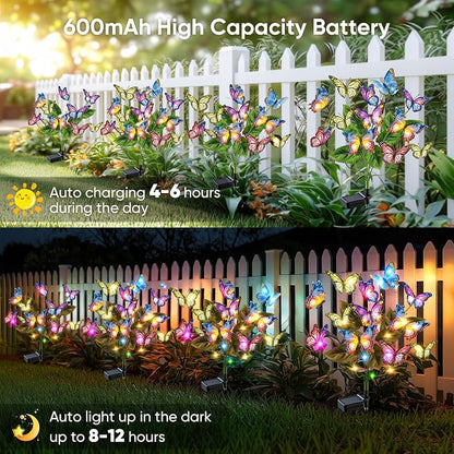 Solar Lights Outdoor Garden Decor: 8 Pack 136 Silk Butterflies - Image 6