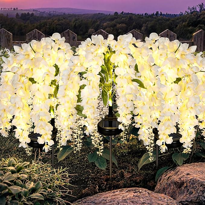 GIGALUMI Solar Lights Outdoor for Garden Decor, 3 Pack Solar Flower Lights by GIGALUMI