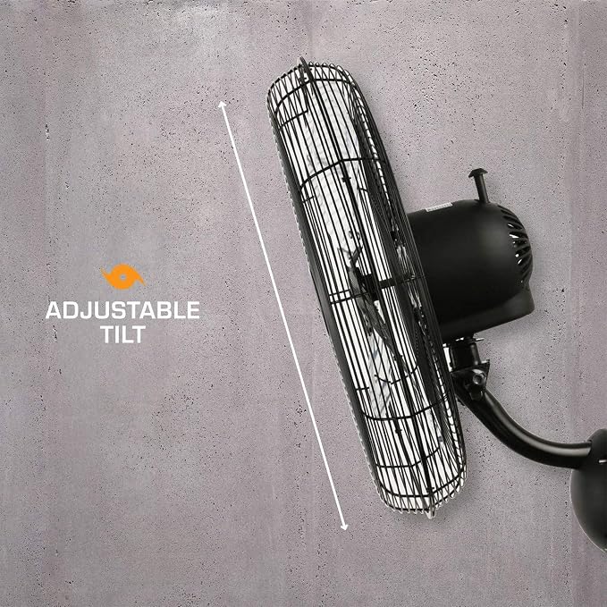 Hurricane Pro High Velocity Oscillating Metal Wall Mount Fan w/ 3 Speeds - Image 3