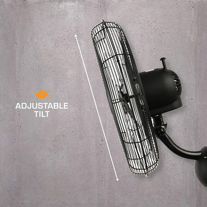 Hurricane Pro High Velocity Oscillating Metal Wall Mount Fan w/ 3 Speeds - Image 3