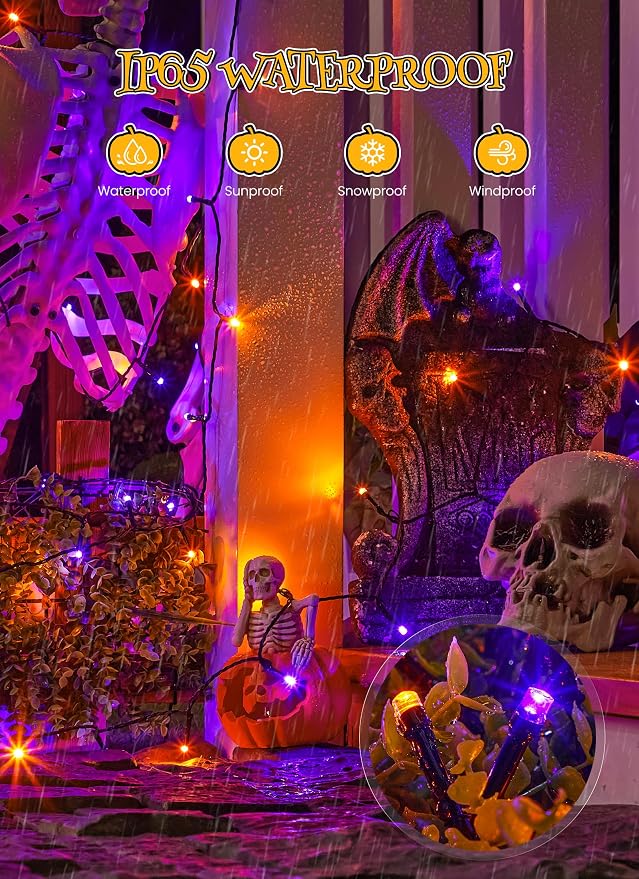 Brightown 4 Pack Solar Halloween String Lights, Total 184FT 480 LED Solar - Image 5