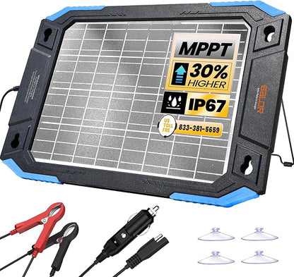 BALDR 12V Solar Battery Charger, 13W Waterproof Dual Sided Battery Maintainer by BaldrInc