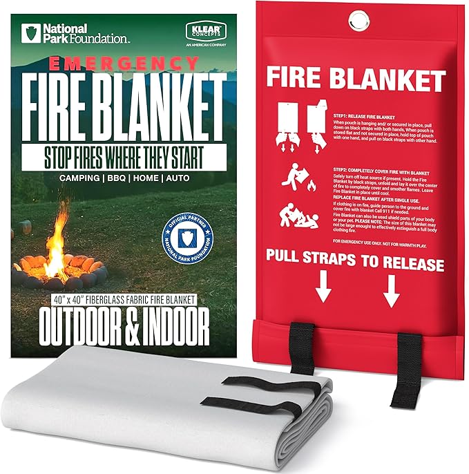 National Park Foundation Partner Emergency Fire Blanket, 40”x40” UM9 Fiberglass by KlearConcepts