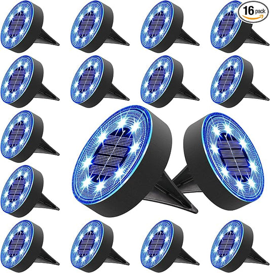 Joomer Solar Ground Lights, 16 Pack 8 LED Solar Lights Outdoor IP68 Waterproof by Joomer