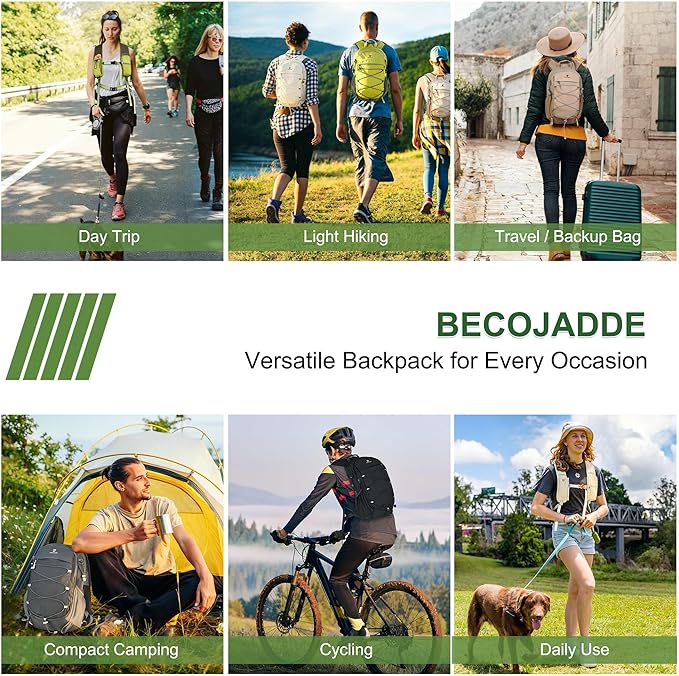 BECOJADDE Hiking Backpack 15L Small Backpack Packable Day pack Water Resistant - Image 8