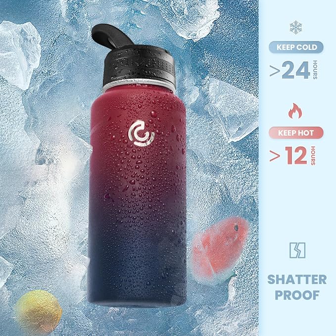 COKTIK 32oz Sports Water Bottle, Stainless Steel Water Bottle - Image 4
