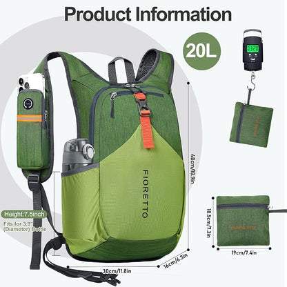 FIORETTO 20L Hiking Backpack for Women Men Mini Packable Backpack Lightweight - Image 5