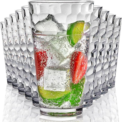 Bravario Hammered Plastic Drinking High Tumbler, Dishwasher-Safe Premium by Bravario