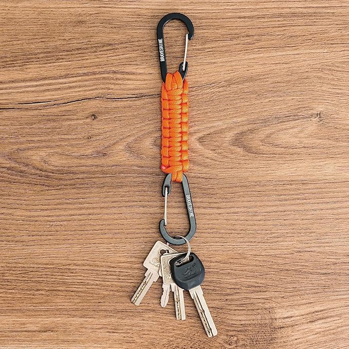 BRAVESHINE Paracord Keychain Carabiner Clip, D Ring Lanyard Hanger Stroller Hook - Image 3