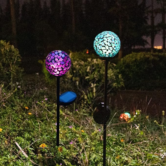 VCUTEKA Solar Garden Decorative Lights Outdoor, Mosaic Solar Light Waterproof - Image 2