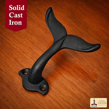 Mystic Colonial Rustic Cast Iron Wall Hanger, Heavy Duty Fish Tail Style Retro - Image 2