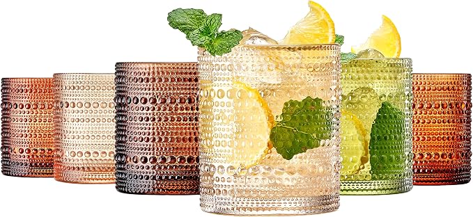 Hobnail Beaded Highball Drinking Tumbler Glasses | Set of 6 | Venus Sand Colors - Image 8