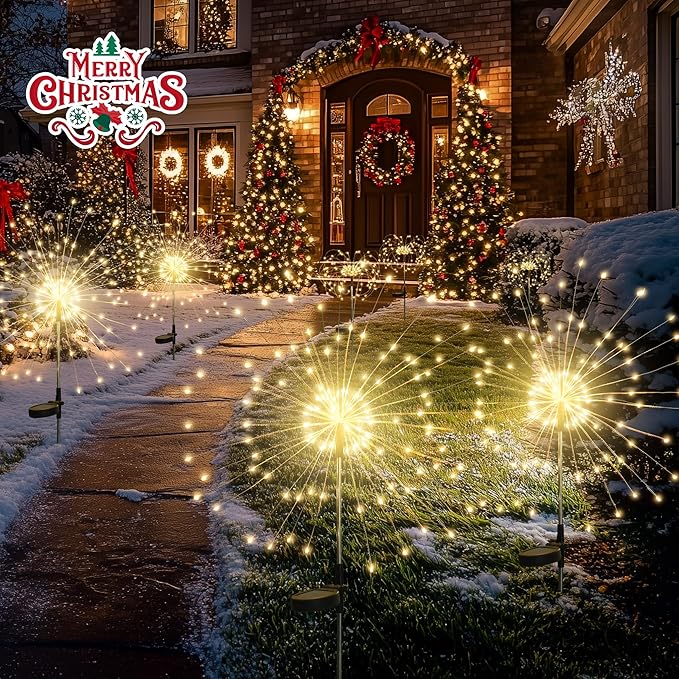 GIGALUMI Garden Decor Outdoor Lights 120LED 6Pack, Solar Garden Lights Outside - Image 3