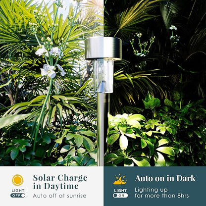 SOLPEX 24 Pack Solar Outdoor Lights Pathway, Stainless Steel Solar Lights - Image 7
