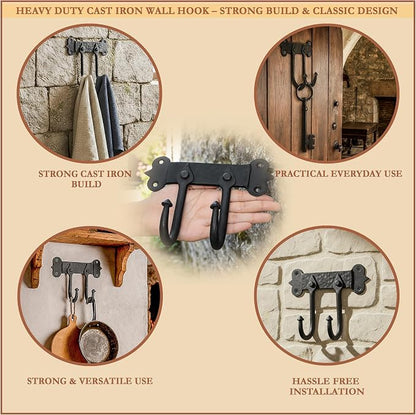 Mystic Colonial Rustic Cast Iron Wall Hanger – Heavy Duty Retro Utility Hooks - Image 4