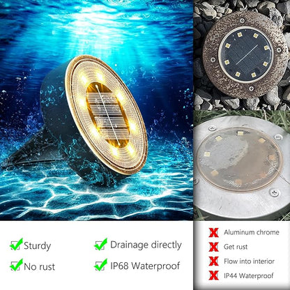 Joomer Solar Ground Lights, 12 Pack 8 LED Solar Lights Outdoor Waterproof IP68 - Image 4