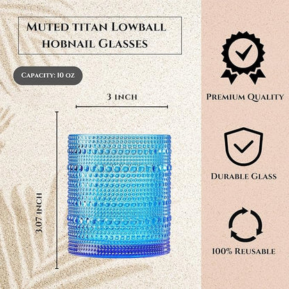 Khen Plastic Hobnail Drinking Glasses Set of 6 Bright Tones Cups 14oz, - Image 3