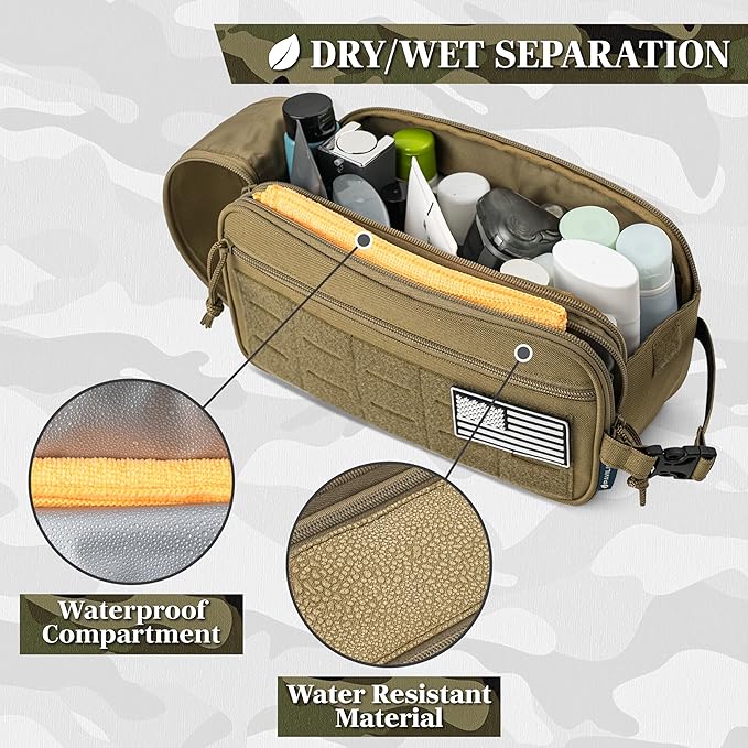 PAVILIA Tactical Toiletry Bag for Men, Travel Hygiene Bag, Military Gear Dopp - Image 2