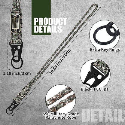 Frienda 2 Set Heavy Duty Paracord Lanyard Necklace Whistles Strap Braided 550 - Image 2