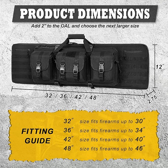 DULCE DOM 36 42 48 Inch Double Rifle Case, Tactical Soft Padded Backpack - Image 6