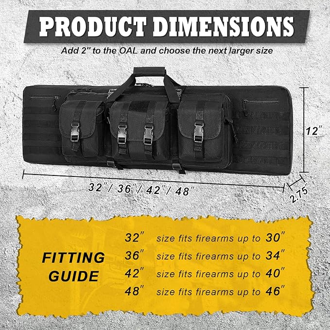 DULCE DOM 36 42 48 Inch Double Rifle Case, Tactical Soft Padded Backpack - Image 7