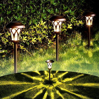 GIGALUMI 6 Pack Solar Pathway Lights Outdoor, Metal Glass & ABS Solar Landscape - Image 2