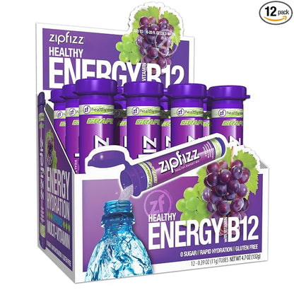 Zipfizz Daily Energy Drink Powder, 12 Pack | 3-in-1 Sustained Energy, Rapid by Zipfizz