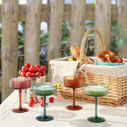Khen Shatterproof Acrylic Ribbed Vintage Art Deco Martini, Champagne & Cocktail - Image 6