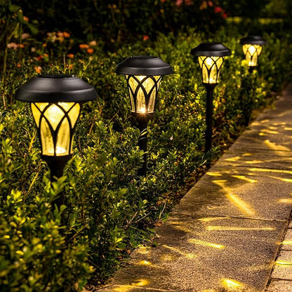 GIGALUMI 6 Pack Solar Pathway Lights Outdoor, Metal Glass & ABS Solar Landscape - Image 3