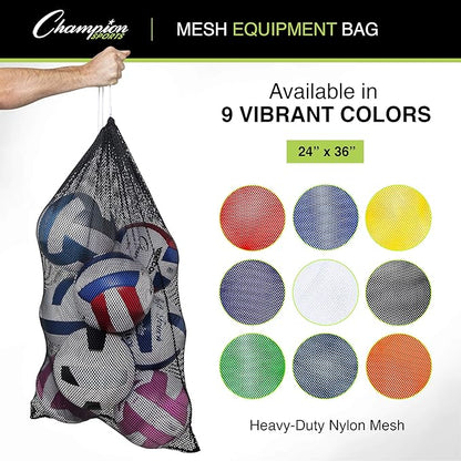 Champion Sports Mesh Equipment Bag – Heavy-Duty Nylon Drawstring Bag - Image 2