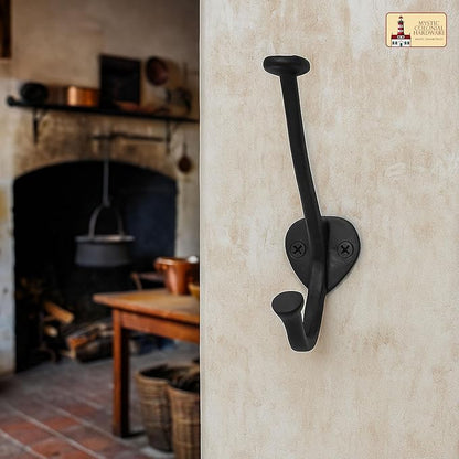 Mystic Colonial Medieval Cast Iron Wall Hooks Pack of 10 Heavy Duty Dual Hooks - Image 6
