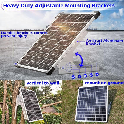 Voltset 50W Solar Panel Kit, 12V Solar Battery Trickle Charger Maintainer + 10A - Image 4