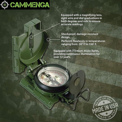 Cammenga Official US Military Tritium Lensatic Compass, Accurate Waterproof - Image 2