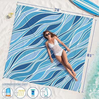 Famstar Beach Blanket Oversized Extra Large 78" X 81", Waterproof Sandproof - Image 2