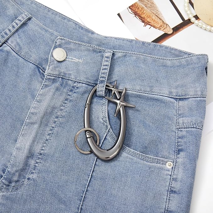 Y2K Cute Star Carabiner Keychain Cool Belt Loop Clip Starlight Heavy Duty - Image 6
