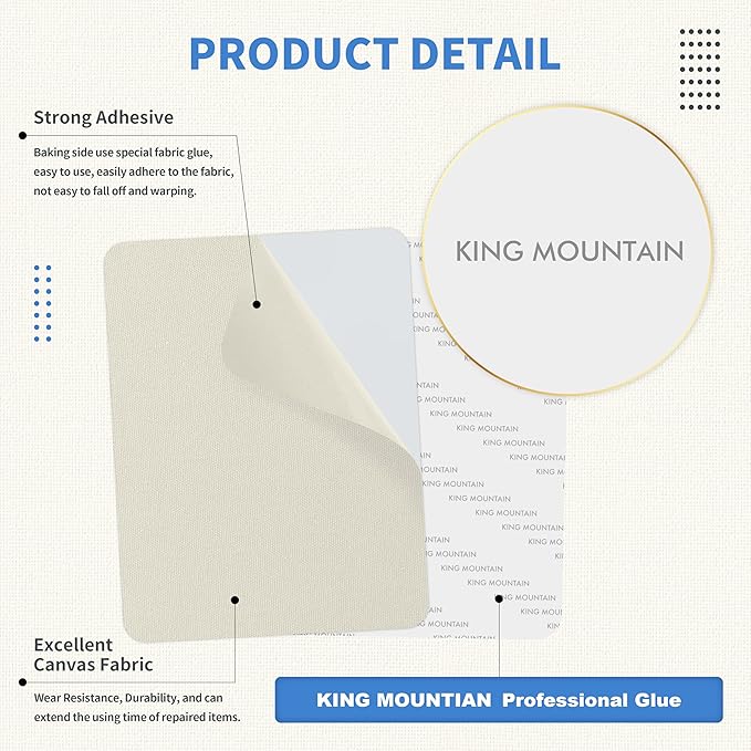 KING MOUNTAIN Canvas Repair Patch 9 x11 Inch 2 Pcs Self-Adhesive Waterproof - Image 3