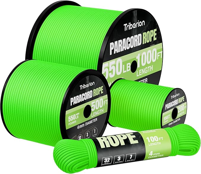 Paracord Rope 550 lb - 200ft 5/32" Parachute Cord 4MM 7-Strand para Cord - by Triberion