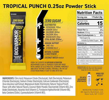 BODYARMOR Flash IV Electrolyte Packets, Strawberry Kiwi, Lemon Lime, & Tropical - Image 3