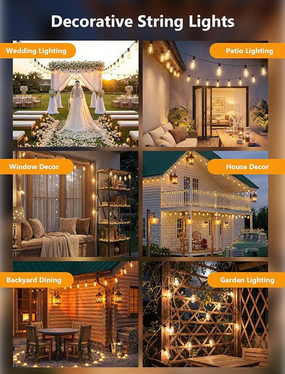 45FT Outdoor String Lights, 30 ST40 Shatterproof Vintage Edison Bulbs, Hanging - Image 7