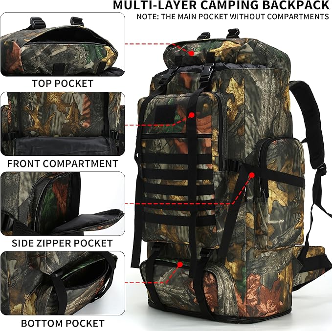 Hiking Backpack for Men 70L/100L Camping Backpack Military Rucksack Molle 3 - Image 3