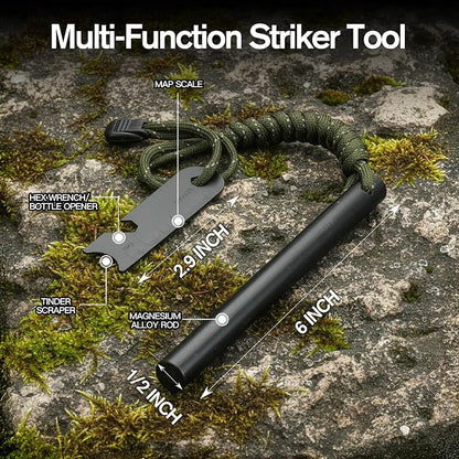 6" x 1/2" Drilled Ferro Rod Fire Starter Kit - Image 4