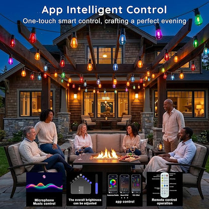 300FT RGB+IC Outdoor String Lights, Dimmable Shatterproof LED Bulbs, IP67 - Image 3