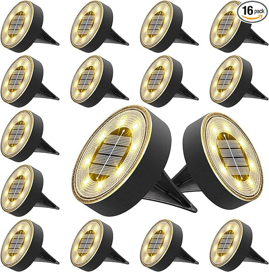 Joomer Solar Ground Lights, 16 Pack 8 LED Solar Lights Outdoor IP68 Waterproof by Joomer