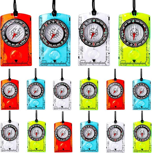 16 Pcs Orienteering Compass Acrylic Hiking Compass by Swakuta