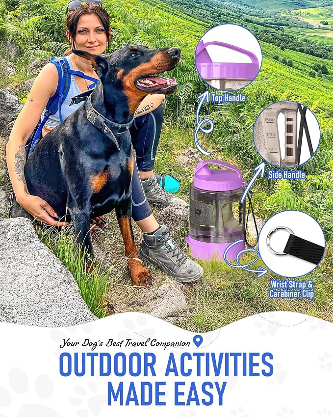 77oz Dog Travel Water Bottle, Large Portable Dog Water Bowl Dispenser, - Image 7