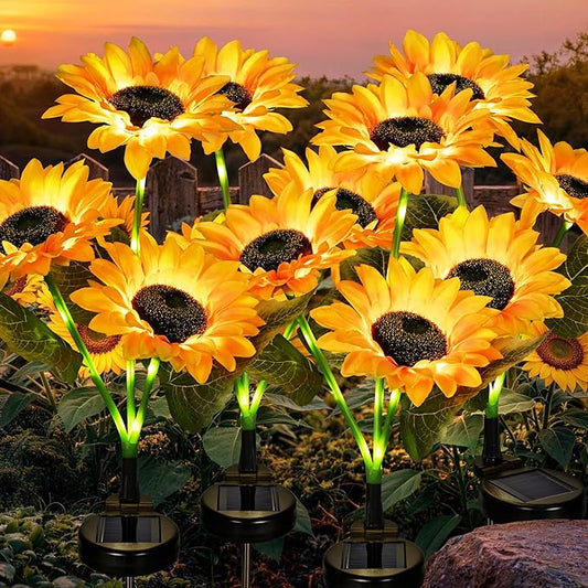 GIGALUMI Solar Garden Lights Artificial Sunflowers, LED Garden Decor Carefree by GIGALUMI