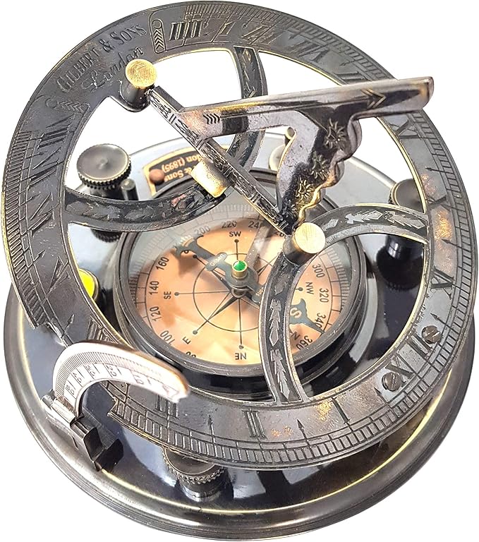 Brass Nautical - 5 inches Large Sundial Compass in Rosewood Case Top Grade - Image 5