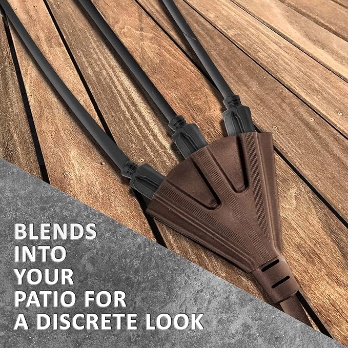 Holiday Lighting Outlet 25-Foot Brown Extension Cord, 3-Prong Indoor & Outdoor - Image 4