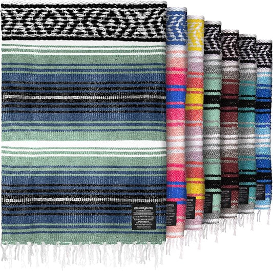 Hydration Nation Authentic Large Handwoven Mexican Blanket by ZulayKitchen